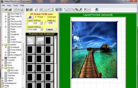 Interface of this photo printing software