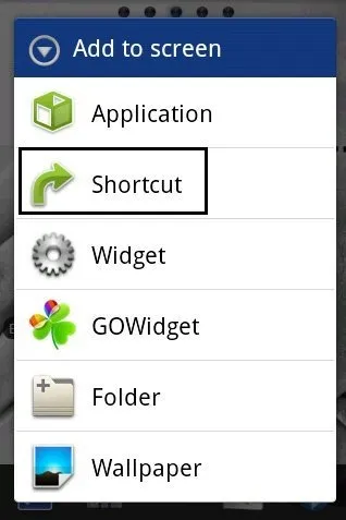 Android Shortcut option