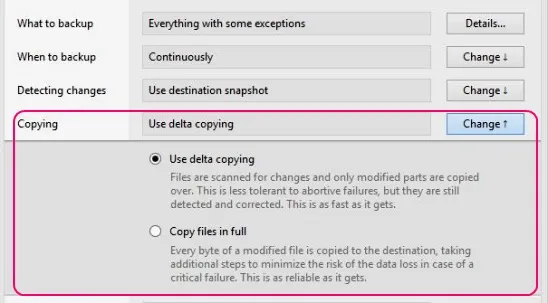 Bvckup 2 (beta) - choosing copying technique