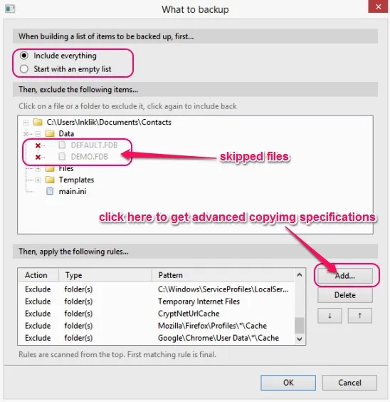 Bvckup 2 (beta) - choosing files to skip during copying