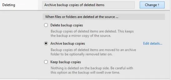 Bvckup 2 (beta) - choosing what to do with destination file and folder when source files, folders are deleted