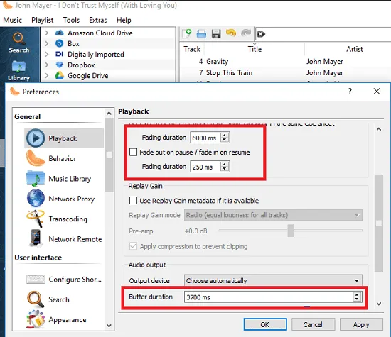 Clementine audio player with gapless playback