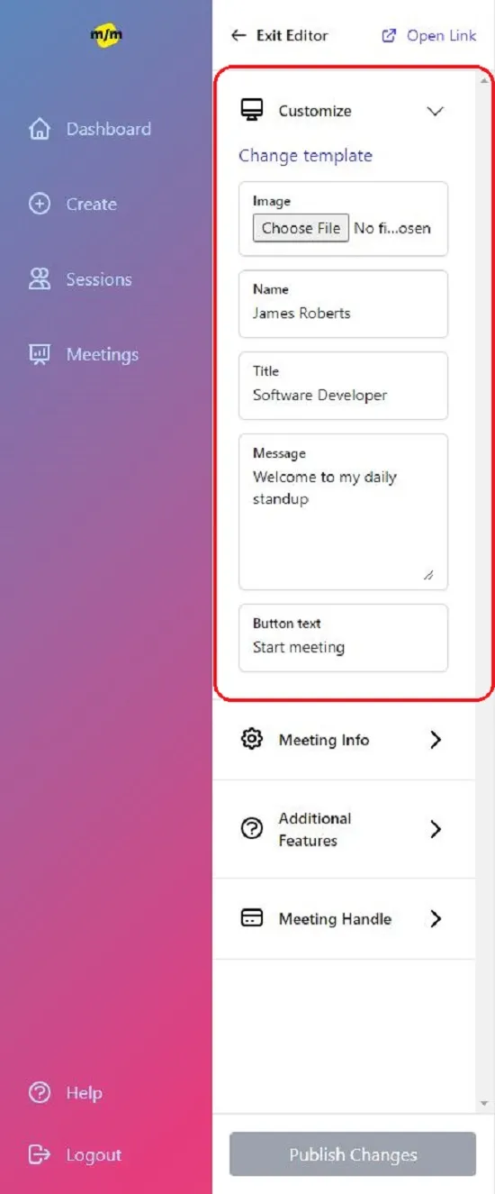 Customize Template