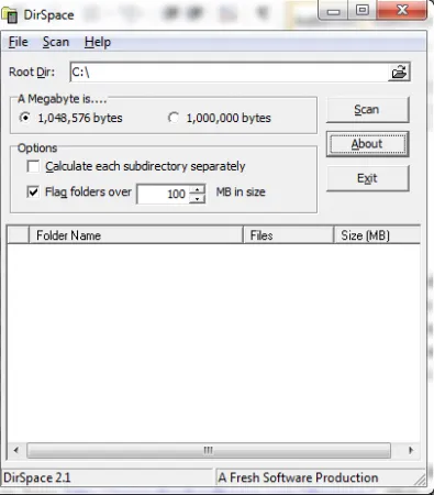 Free Folder Space Calculator to Analyze Disk Space Used: DirSpace