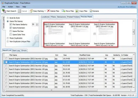 Duplicate Finder image preview
