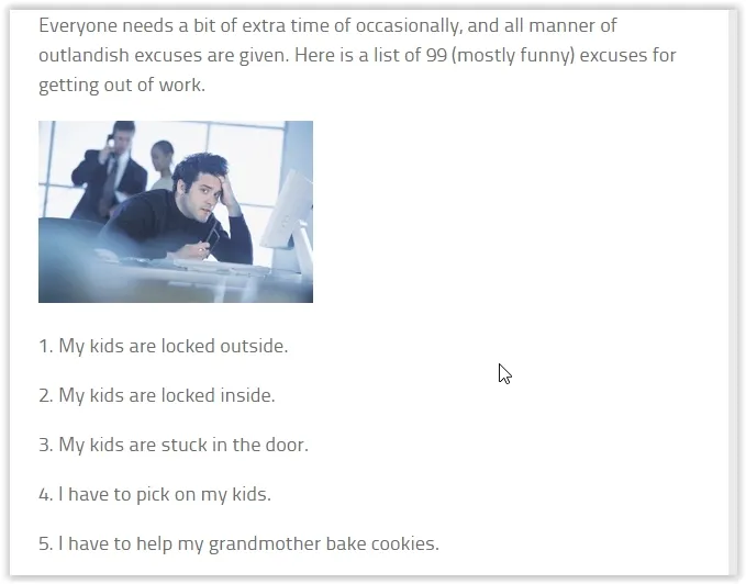 best excuses for missing work