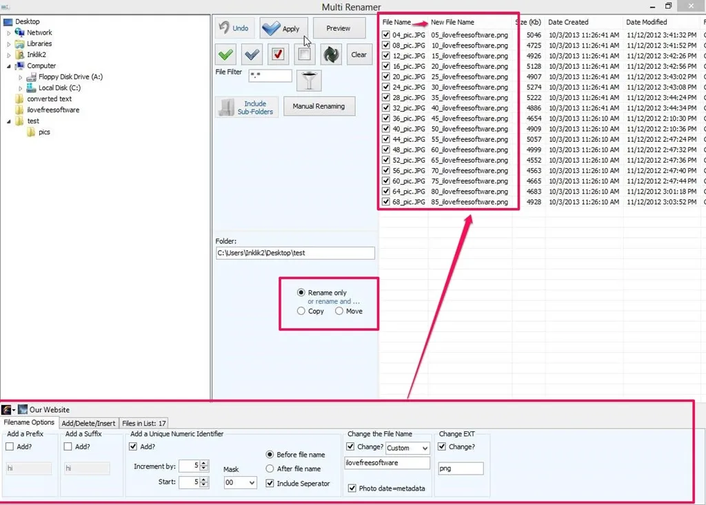 Multi Renamer- file renamer-interface
