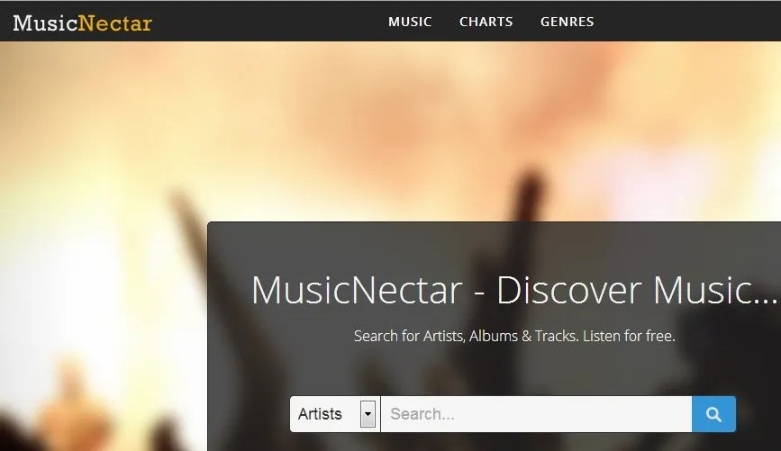 MusicNectar-search and listen to music online-home page