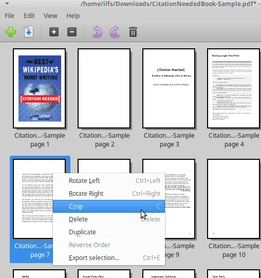 PDFarranger crop, delete, and rotate PDF pages