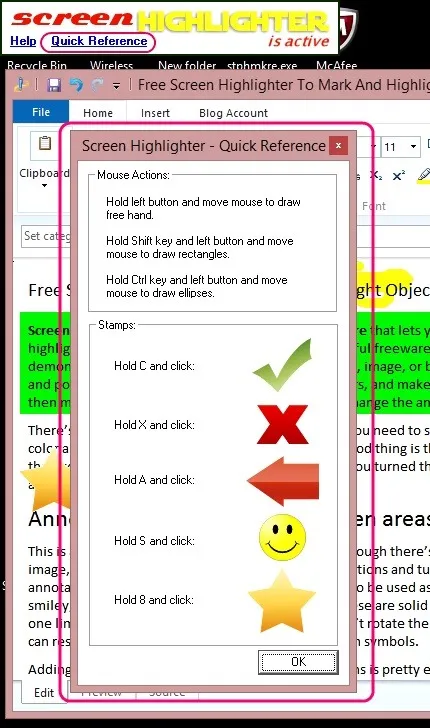 Screen Highlighter - quick reference