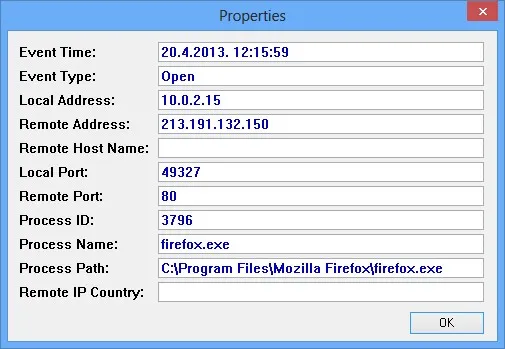 TcpLogView TCP connection info
