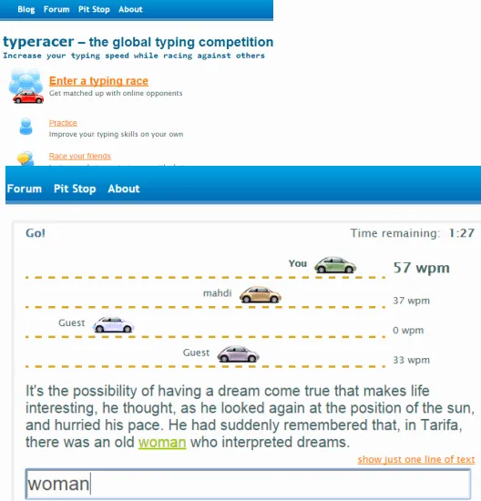 TypeRacer- interface