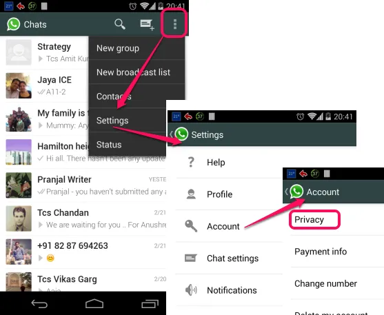 WhatsApp Privacy Menu