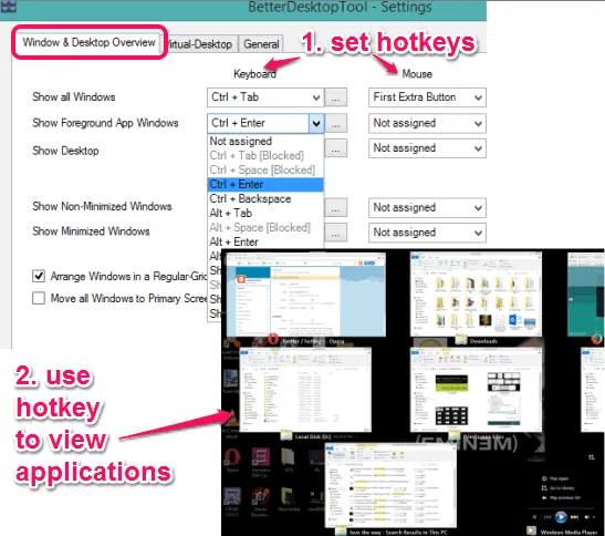 Window and Desktop Overview tab