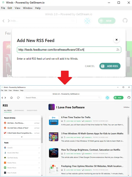 Winds rss feeds