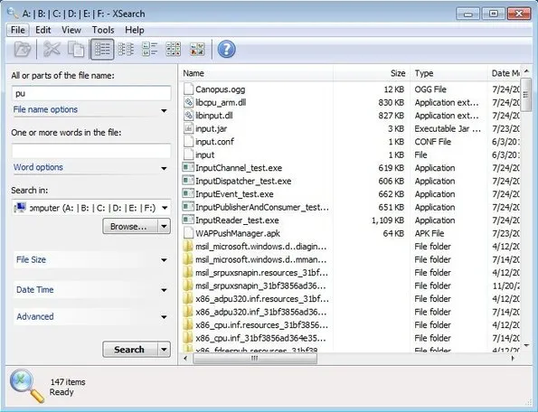XSearch default window
