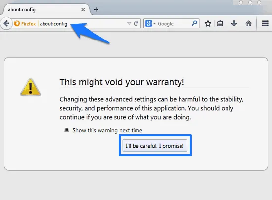 about config page firefox