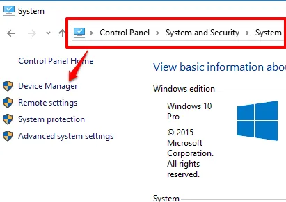 access Device Manager using Settings window