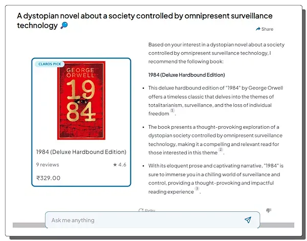 How to get book suggestions using Claros?