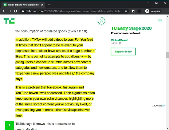 share link to specific text segment of a webpage
