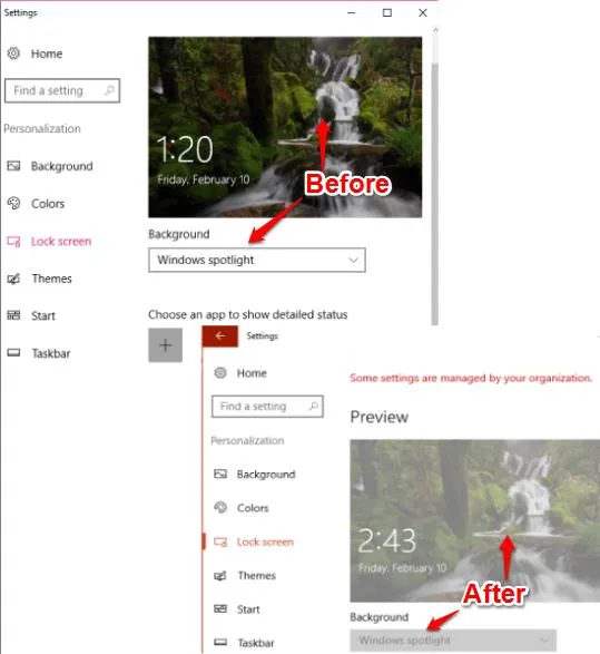 how to disable lock screen wallpaper change in windows 10