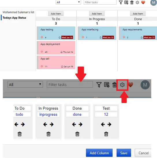 new kanban board with custom columns