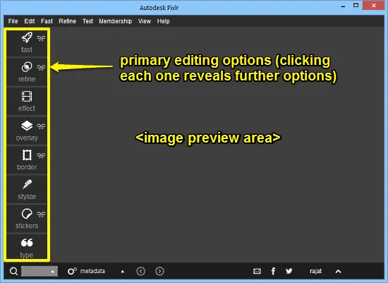pixlr main ui