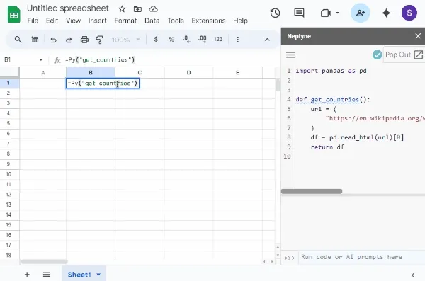 Run Python in Google Sheets