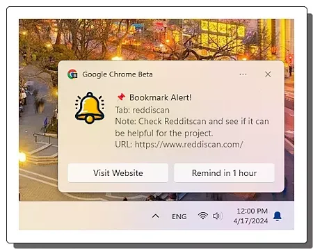 Set Reminders to Revisit Bookmarked Sites