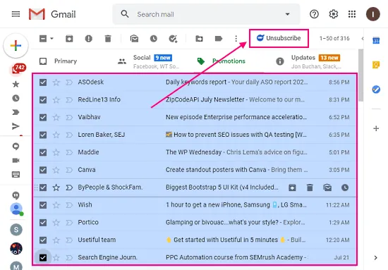 unsubscribe newsletter in bulk