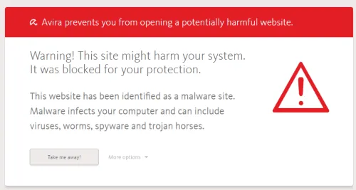 warning message that opens when you try to access malicious site